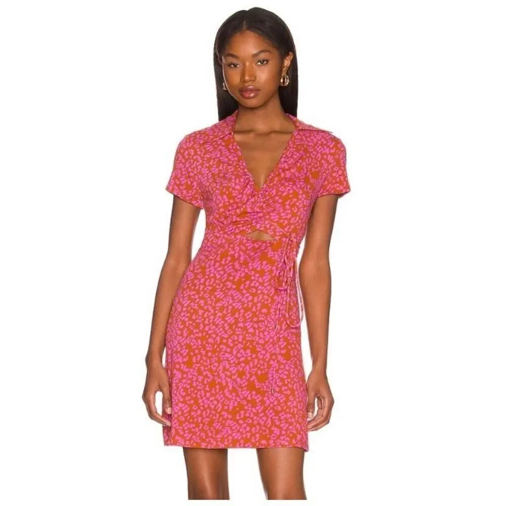 Free People Marsaille Mini Dress Rust Combo Large